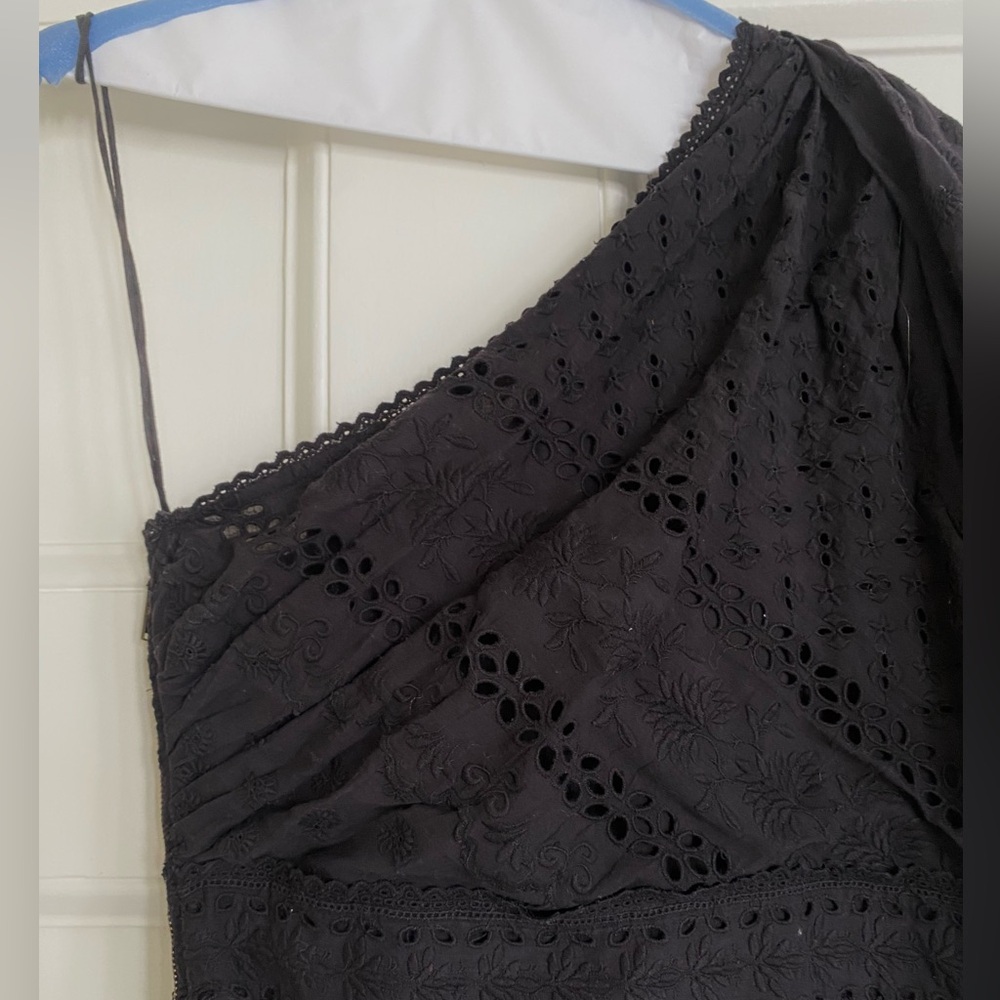 Ulla Johnson One-Shoulder Black Eyelet Lace Dress - Size 2 - Picture 4 of 16